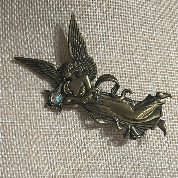 JJ Jonette Pewter Fire Star Angel Goddess Figural Brooch Vintage Signed Pin - Picture 2 of 8